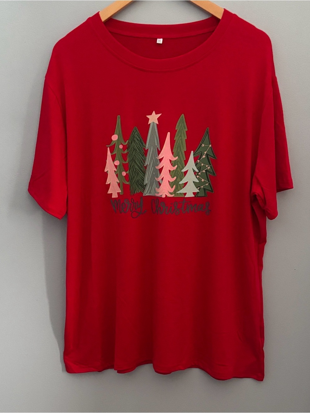 Merry Christmas Holiday Tree Graphic Tee Size XXL